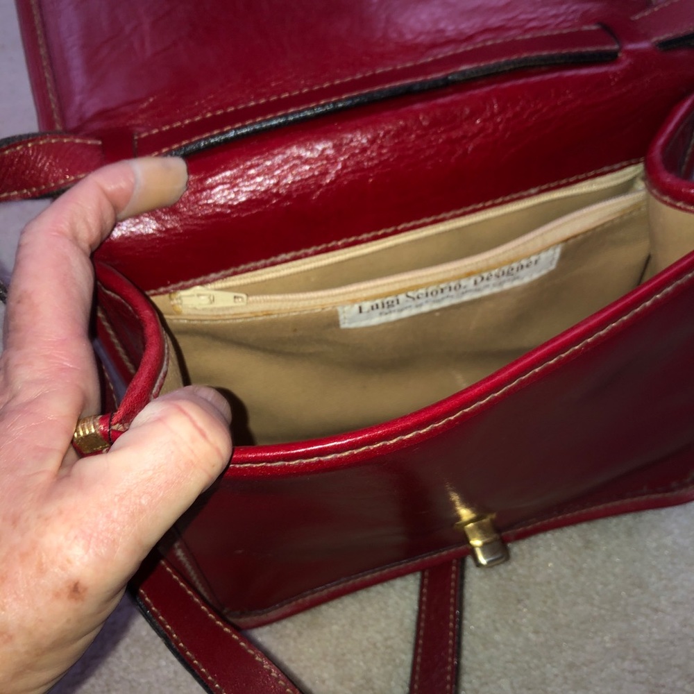 One of a kind, hand made, red leather hand bag. - Picture 10 of 10